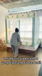 FDM kelambu Three-door mosquito net Single/Queen/King Size Punch-free bracket installation