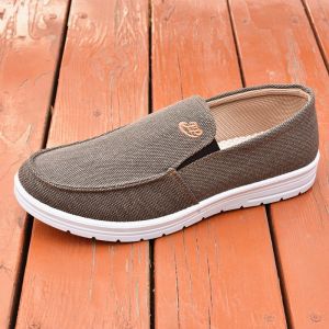 Extra Large Size 45 46 47 Mens Shoes Spring Autumn Canvas Slip-On Shoes Youth Trendy Flat Heel round Toe Outdoor Casual Shoes