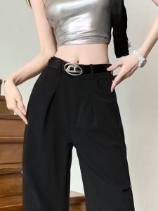 Black Rivet Wide-Leg Overalls Womens Summer Thin American High Waist Stylish Loose Straight-leg Mop Wide Leg Pants