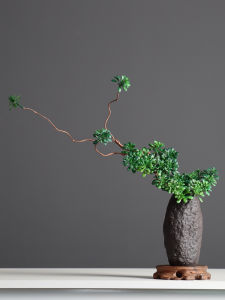 Indoor Chinese Style Artificial Bonsai Pine Tree Decorative Set Zen Meaning Fake Flower Ornament for Home Decoration