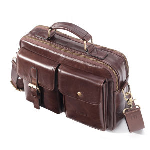 PIUNCLE Brand Fashion Style Mens Small Briefcase Pack Genuine Leather Male Office Totes Bag Casual Small Briefcase Shoulder Bag Vintage Leather 10" Laptop Satchel Bags Men Crossbody Shoulder Messenger Bags Multi Compartment Office Handbags For Male2026