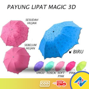 Payung Lipat Mini Ajaib Magic Umbrella Bermotif Saat Terkena Air