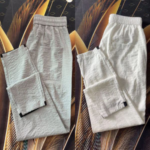 Slim Fit Summer Casual Pants 2024 Pure Color Cotton Linen Mens Thin Breathable Ice Silk Small Foot Sport Pants Simple Style
