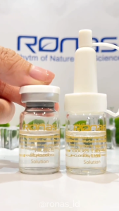 RONAS Stem Cell Solution Serum 5ml*10ea Pack - Beauty Skin Care Serum & Essence - Blue box with clear vials and white applicator.