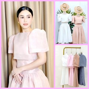 Classy & Elegant Terno: Puff Sleeves Top & Skirt Set