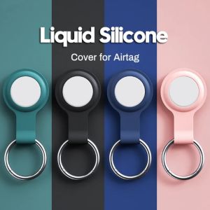 Cover For AirTag Case Liquid Silicone Protectiv Shell Tracker Accessory Anti-scratch Sleeve With Keychain Airtags Anti-Loss Case