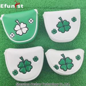 Golf Putter Covers Four Leaf Clover Pattern Golf Headcover Mallet Magnetic Closure Golf Club Covers Golf Accessories Supplies