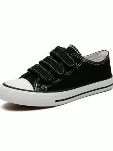 รองเท้าผ้าใบสีขาว สไตล์ลำลอง รองเท้าผ้าใบคลาสสิค ดีไซน์เวลโคร ไม่ต้องใช้เชือกผูกรองเท้า