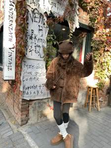 Eco-Friendly Sheepskin Jacket Womens Stand Collar Teddy Fur Vest Thickened Korean Style Loose Fit Winter Outerwear