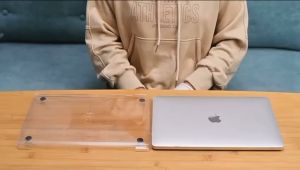 Glossy Crystal Clear Case Smooth with Apple Logo Cut Out Macbook Casing for Apple MacBook New Air Pro 13 14 15 16 M1-M5 Chip 2026 Model Laptops Accessories Free keyboard protector