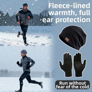JIFANPAUL | Winter Outdoor Running & Hiking Gloves Set with Windproof & Warm Wool Cold Hat