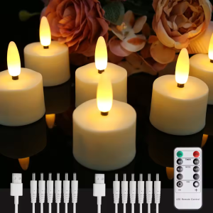 6/12/18/24pcs LED Tea Light Candles Rechargeable Flameless Candles Home Decor Flickering Electronic Candle Lamp for Home gift