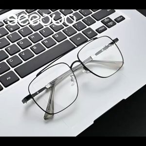 Seeouo Frame Kacamata Model Kotak Aviator Style Pria dan Wanita Lensa Plano Frame Metal Kokoh Kuat Bisa Minus 08012