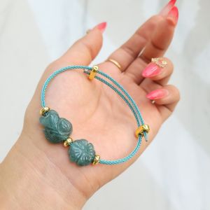 Q695 Vòng cỏ 4 lá hồ ly Lam Ngọc ko kén mệnh - Phong Thuỷ TUDO P