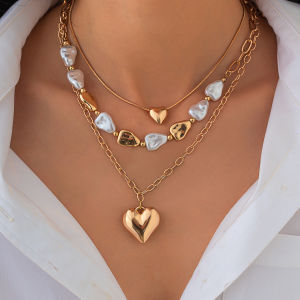 Ingemark 3Pcs/Set Boho Imitation Pearl Chokers Necklaces Women Trendy Metal Heart Pendant Neck Accessories 2026 New Year Jewelry