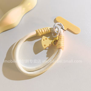 Creative Cartoon Triangle Cheese Cheese Pendant Phone Case Lanyard Light Color All-Matching Knitted Belt Wrist Strap Finished Product Gift Lanyard Soft Girl Ins Backpack Camera CCD Lanyard Polaroid Hanging Ornaments