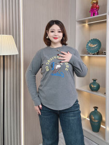 Autumn Winter plus Size Womens Double-sided Velvet Cartoon Dog Print Slimming Base Shirt Long Sleeve T-shirt Top