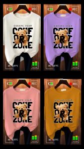 GET FASHION BAJU KAOS WANITA OVERSIZE JUMBO LENGAN PENDEK BEAR ESCAPE KOREAN STYLE TSHIRT BASIC COD