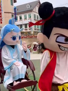 (Ready Stock) Nezha Ne Zha Big Head Costume Cosplay 卡通哪吒人偶服敖丙玩偶装行走舞台服表演服吉祥物