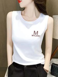 LINGLONGDAI | เสื้อกล้ามแขนกุดคอตตอนแท้สำหรับผู้หญิง ทรงหลวม แขนกุด คอกลม แฟชั่นฤดูร้อน ใส่ลำลอง ลำลอง เสื้อเชิ้ต