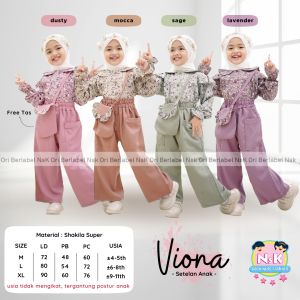 PROMO COD Setelan Terbaru Atasan Lengan Panjang Motif Cantik Dan Elegant Dengan Celana Panjang Polos Anak Perempuan Usia 4-11 Tahun Viona Set Kiddos Kidss