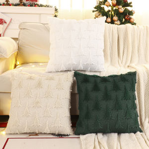 1 PC Christmas Tree Throw Pillow Cover Winter Plush Quilting Christmas Decoration Living Room