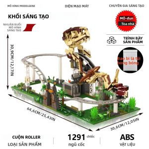 Bộ Xếp Hình Tàu Lượn Siêu Tốc Khủng Long - 1291 Mảnh Đồ Chơi Xếp Hình Giáo Dục Tự Làm Điều Khiển Từ Xa Trang Trí Phòng Trẻ Em Quà Giáng Sinh Tương Thích Với Lego