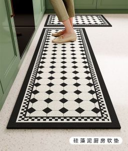 Kitchen Special Silicon Dendroid Mat Easy to Dry Oil Absorbent Non-Slip Grid Pattern Soft Pad Washable Home Use Door Mat