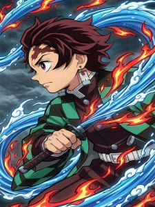 Bandai | Wall Decor Anime Character Tanjiro Kamado Demon Slayer Oil Painting By Numbers for Living Room Bedroom Home Decor Gift No Frame