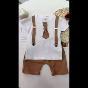 TREEHOUSE formal baby boy outfit set Fashion handsome fake collar short-sleeved top + shorts two-piece boys suit