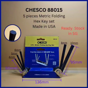 [Ready Stock] Usual price $43 CHESCO 5pc Folding Hex Key Set 4 5 6 8 10mm. #88015 Made in USA.