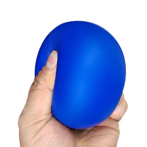 Blue Smooth Pu Foam Ball Yoga Fitness Grip Strength Training Piano Practice Soft Ball Non-Inflatable Kickable Muscle Relaxation