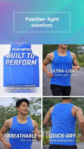 RUN-SPEC Quick-Dry Running Singlet Men - Lightweight Breathable Running Tank Top for Gym Training and Marathon | Comfortable Running Shirt for Men | Sports Singlet for Fitness Jogging and Outdoor Workouts