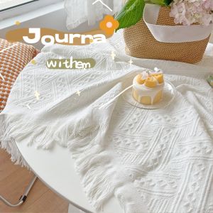 White Lace Tablecloth round Dining Table Cover French Style Bedside Tablecloth Home Textile Nordic Style Pure Color from China