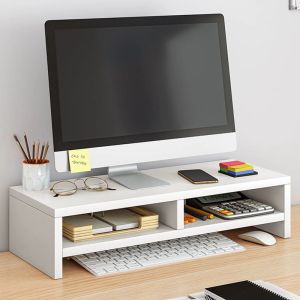 Topstar Wood Monitor Stand Organizer 1/2 Layer Computer Screen Laptop Stand Shelf Storage Monitor Stand Riser for Desk
