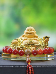 KVS | Luxury Sand Gold Maitreya Buddha Car Decor Ornament