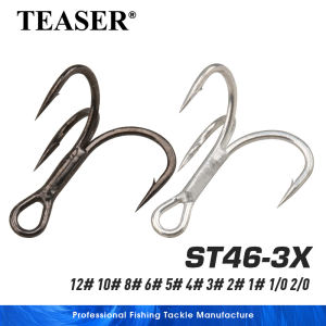 TEASER 10PCS ST46 Three-book Hook 3x Reinforced Lull High Carbon Steel Barb Three-fork Hook Iron Plate Vib Fishhook