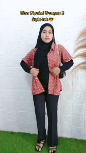 Kemeja Wanita Lengan Pendek polka Kemeja Kerja Casual Santai Nhm