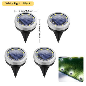 8LED Solar Ground Light IP65 Waterproof Stainless Steel Auto On Off 200mAh Battery 2 Colors White Warm for Garden Pathway Lawn