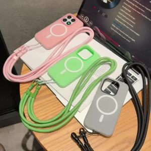 Ốp Điện Thoại iPhone Pro Max 18/16/15/14/13/12 Chống Sốc Kèm Dây Đeo Chéo Tết Màu Sắc Tương Phản Chất Liệu TPU PC