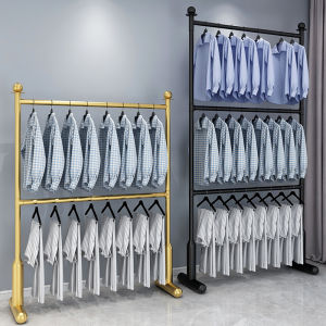 เครื่องปรับตากผ้า ราวตากผ้าสองชั้น แบบตั้งพื้น สำหรับห้องนอน ปรับได้ง่าย ลงไปใช้ในห้องมีความจุข