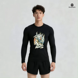 Madaha Kaos Baju Lengan Panjang Dry fit Jersey Olahraga Taekwondo Kaze Academy