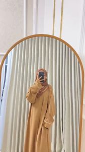 set abaya turki azwa polos list putih plus pashmina bahan cringkle airflow free belt size S sampai XL