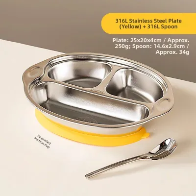 onlycook | Suction Stainless Steel Childs Dinner Plate