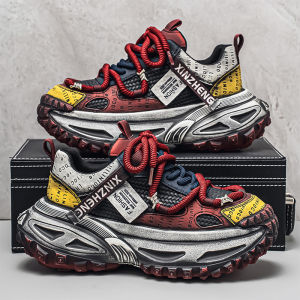 Mens Casual Sport Shoes 2025 New Autumn Thick Bottom Heightening Dad Shoes Tire Pattern High Respirability Low Help Breathable