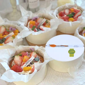 Double-Layer Cheese Cake Packing Box 468-Inch Basque Baking Qi Feng Mousse Wooden Box Wedding Candy Gift