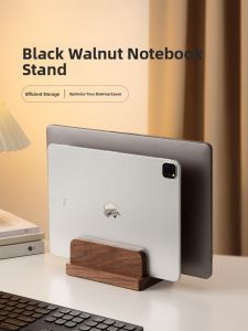 Adjustable Solid Wood Notebook Stand Vertical Computer Storage Rack Universal Desktop Tablet Holder Multi-Function Accessories