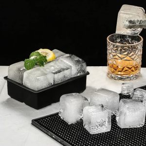 FAIS DU 1/2/3pcs Large Silicone Ice Cube Mold Reusable Easy Release 2" Square Ice Cubes Tray With Lid for Cocktail Whiskey