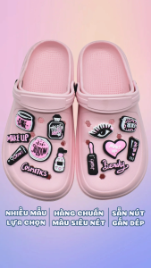 Charm gắn dép mẫu make-up C62 sticker mẫu PVC mềm phụ kiện trang trí dép