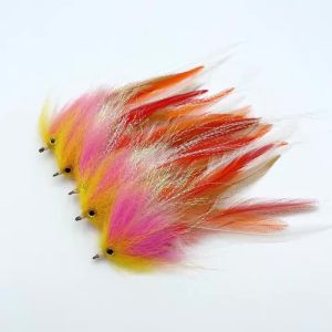 Bimoo 1/2pcs #1/0 Big Baitfish Streamer Fly Foxtail Rooster Hackle Streamer Flies For Trout Pike Musky Saltwater Fishing Lures
